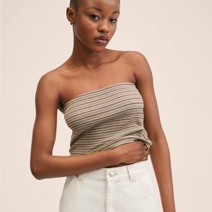 Mango ribbed cotton blend top